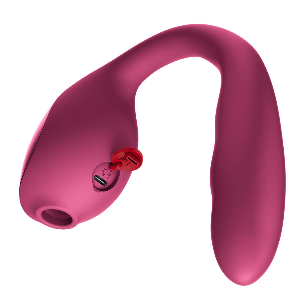 Fun Factory STRONIC PULSE ALLEGRO - Wine Red USB-C Rechargeable Thrusting Vibrator with Air Pulse Stimulator - FF001043WR01