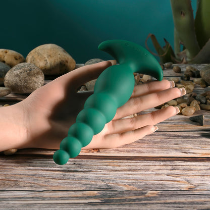 Gender X THE RATTLER - Green 17 cm USB Rechargeable Vibrating and Twirling Anal Plug - GX-RS-7357-2