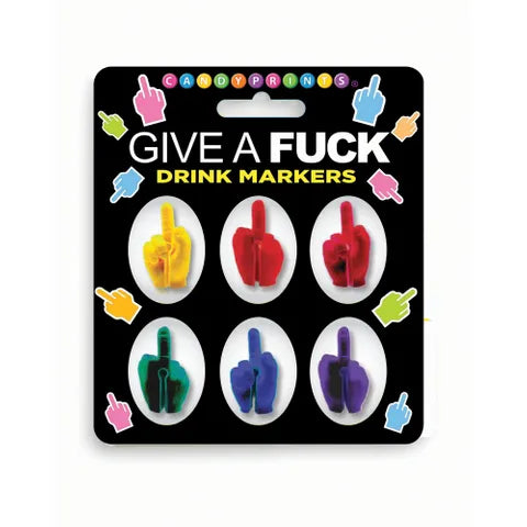 Give A Fuck Drink Markers - Novelty Drink Markers - Set of 6