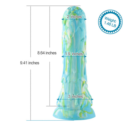HiSmith Melting Snow Dildo with Kliclok - Blue 23.9 cm Dildo with Kliclok Machine Attachment - HSA110