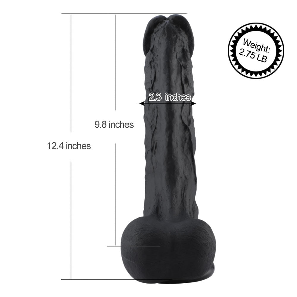 Hismith Huge Black 31.5 cm Dildo with Kliclok - Black 31.5 cm Dildo with Kliclok Machine Attachment - HSA111