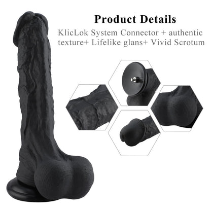 Hismith Huge Black 31.5 cm Dildo with Kliclok - Black 31.5 cm Dildo with Kliclok Machine Attachment - HSA111
