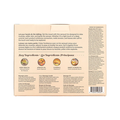 Hemp Seed Tranquility Trio - Skinny Dip - Skinny Dip Scented Massage & Caress Kit - 3 Piece Kit - HSMIB2521