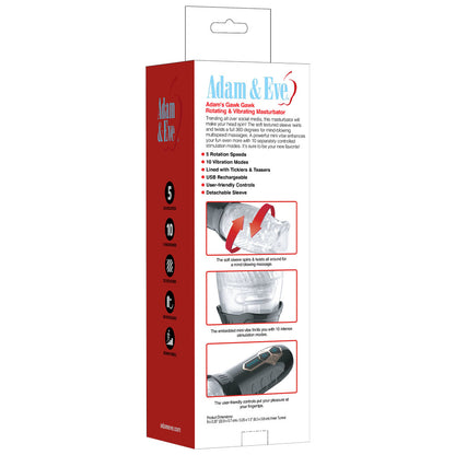 Adam & Eve Adams Gawk Gawk - Clear USB Rechargeable Rotating Masturbator-I473 8000