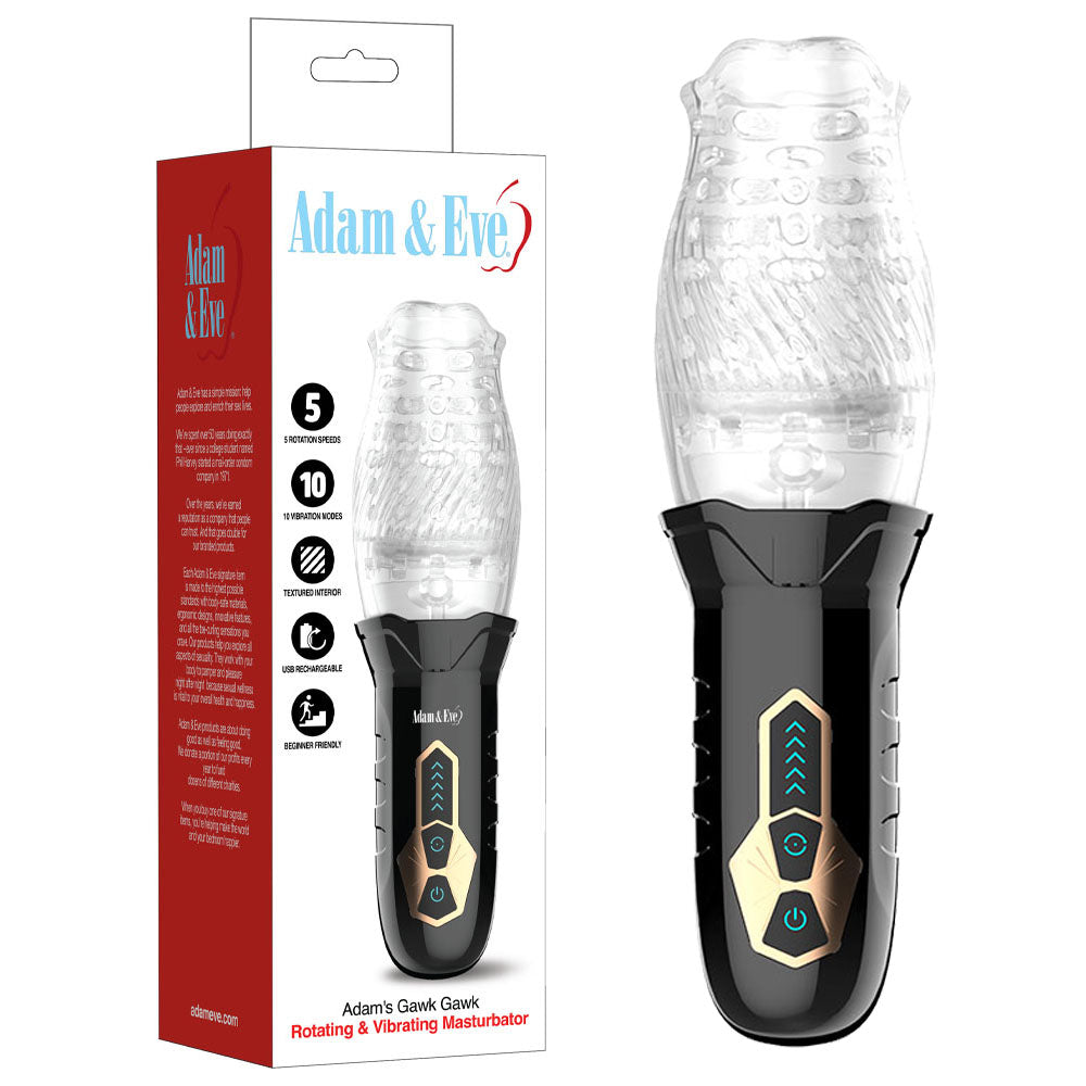 Adam & Eve Adams Gawk Gawk - Clear USB Rechargeable Rotating Masturbator-I473 8000