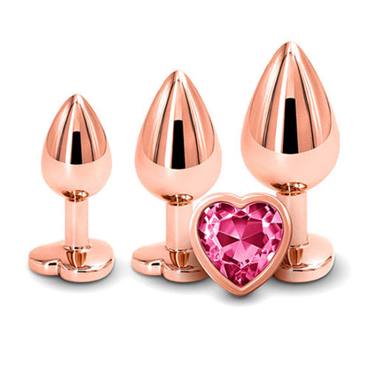 Adam & Eve ROSE GOLD HEART GEM ANAL TRAINING SET - Metal Anal Plugs