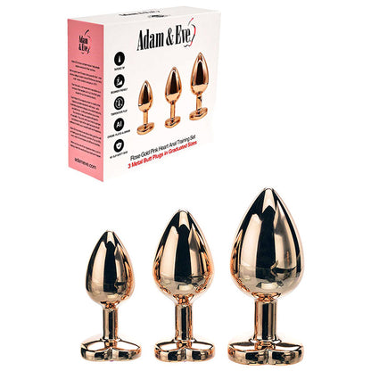 Adam & Eve ROSE GOLD HEART GEM ANAL TRAINING SET - Metal Anal Plugs