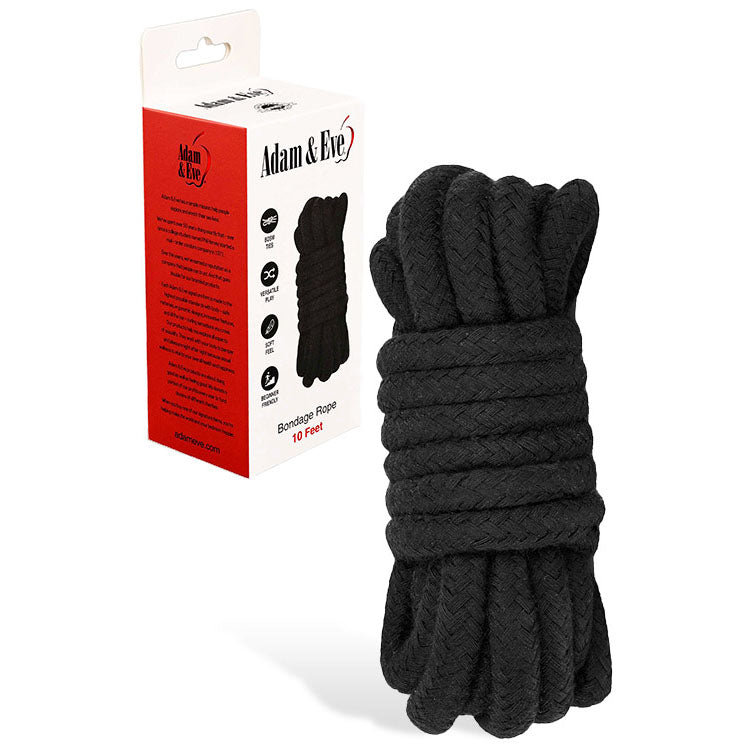 Adam & Eve BONDAGE ROPE - 3 metre (10 feet) - Black Bondage Rope - 3 metre Length-J973 8004