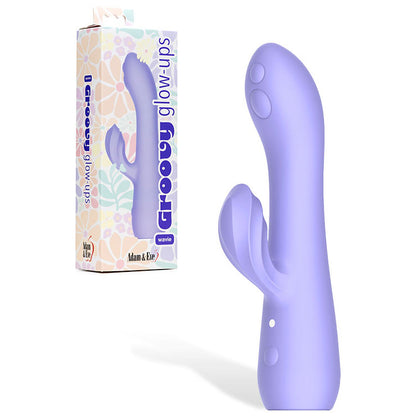 Adam & Eve GROOVY GLOW-UPS Wavie - Purple 16.5 cm USB Rechargeable Rabbit Vibrator - L183 2900