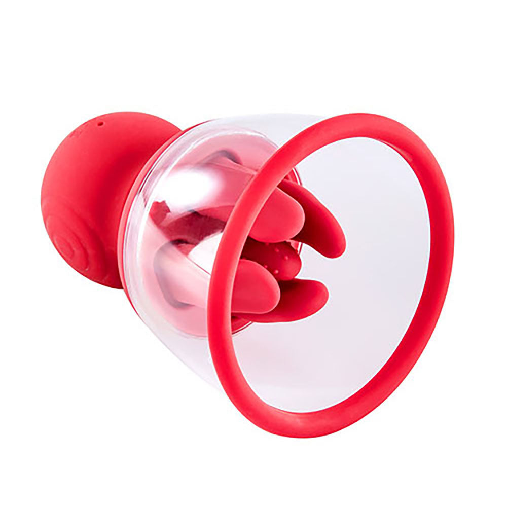 Adam & Eve SQUEEZE-N-PLEASE Pump - Red - Red USB Rechargeable Vaginal Pump with Massaging Tongue and Fingers - L685 6000