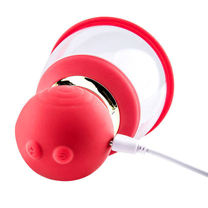 Adam & Eve SQUEEZE-N-PLEASE Pump - Red - Red USB Rechargeable Vaginal Pump with Massaging Tongue and Fingers - L685 6000