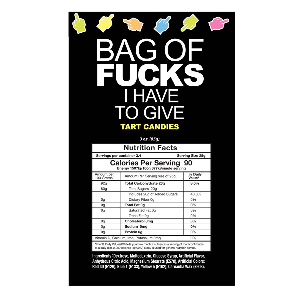 Bag Of Fucks I Have To Give - Fruit Flavoured Lollies - 85 gram Bag-LGCP.1214