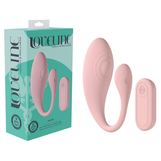 LOVELINE Wave - Pink USB Rechargeable C-Shaped Vibrator with Remote-LOVU082PNK