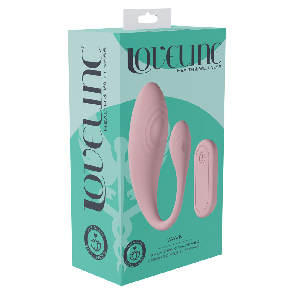 LOVELINE Wave - Pink USB Rechargeable C-Shaped Vibrator with Remote-LOVU082PNK