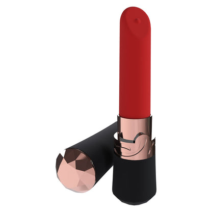 LOVELINE Dahlia - Black - Black/Red 12.5 cm USB Rechargeable Lipstick Vibrator-LOVU083BLK