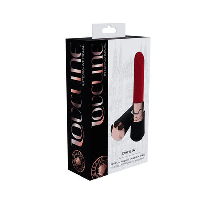 LOVELINE Dahlia - Black - Black/Red 12.5 cm USB Rechargeable Lipstick Vibrator-LOVU083BLK