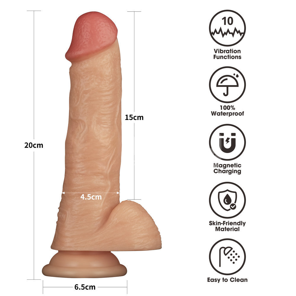 8 Inch Power Basics - Flesh 20 cm USB Rechargeable Vibrating Dong-LV111202