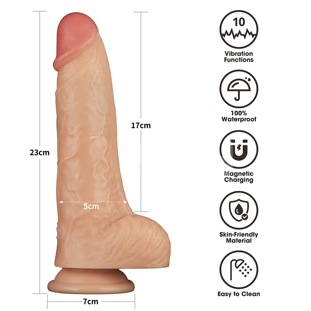9 Inch Power Basics - Flesh 23 cm USB Rechargeable Vibrating Dong-LV111204