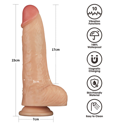 9 Inch Power Basics - Flesh 23 cm USB Rechargeable Vibrating Dong-LV111204