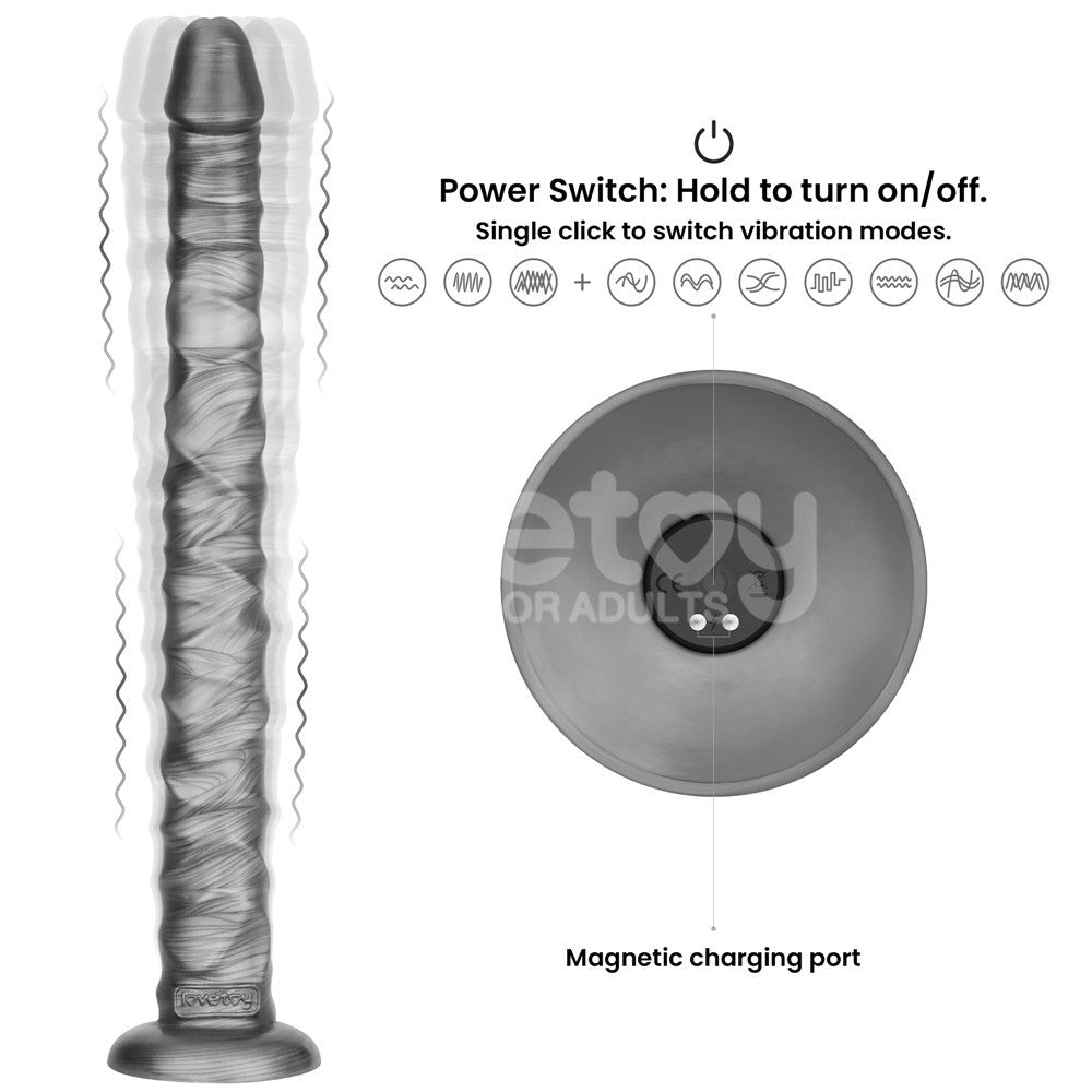 King Sized Vibrating Vibrax Slider - Grey 40.8 cm (16) USB Rechargeable Vibrating Dildo-LV121203