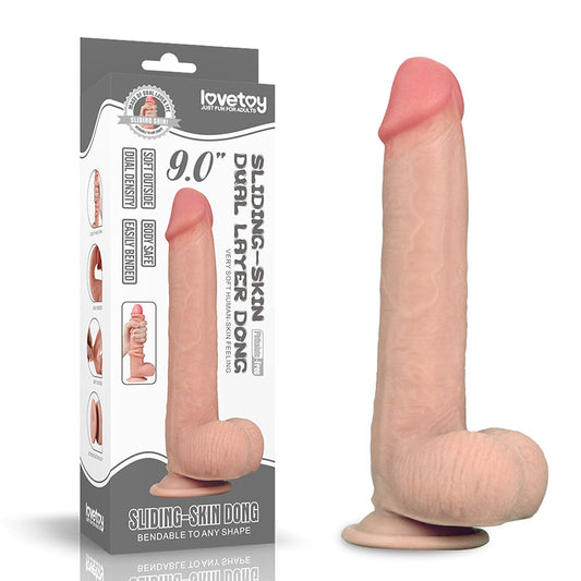 Sliding Skin Dual Layer Dong - Flesh 23 cm (9) Dong with Flexible Skin