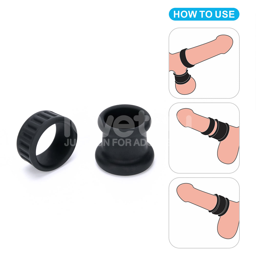Pinnacle Pro Twin Grip Enhancer - Black Cock & Balls Ring-LV443021