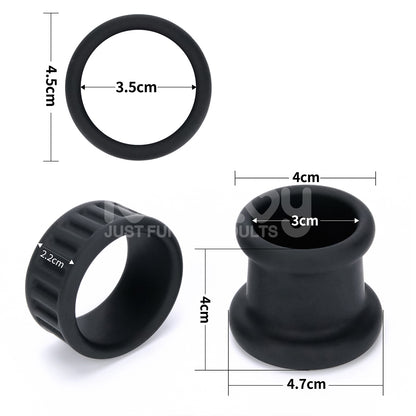 Pinnacle Pro Twin Grip Enhancer - Black Cock & Balls Ring-LV443021