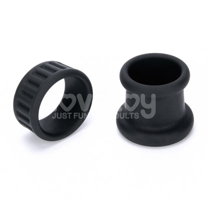 Pinnacle Pro Twin Grip Enhancer - Black Cock & Balls Ring-LV443021