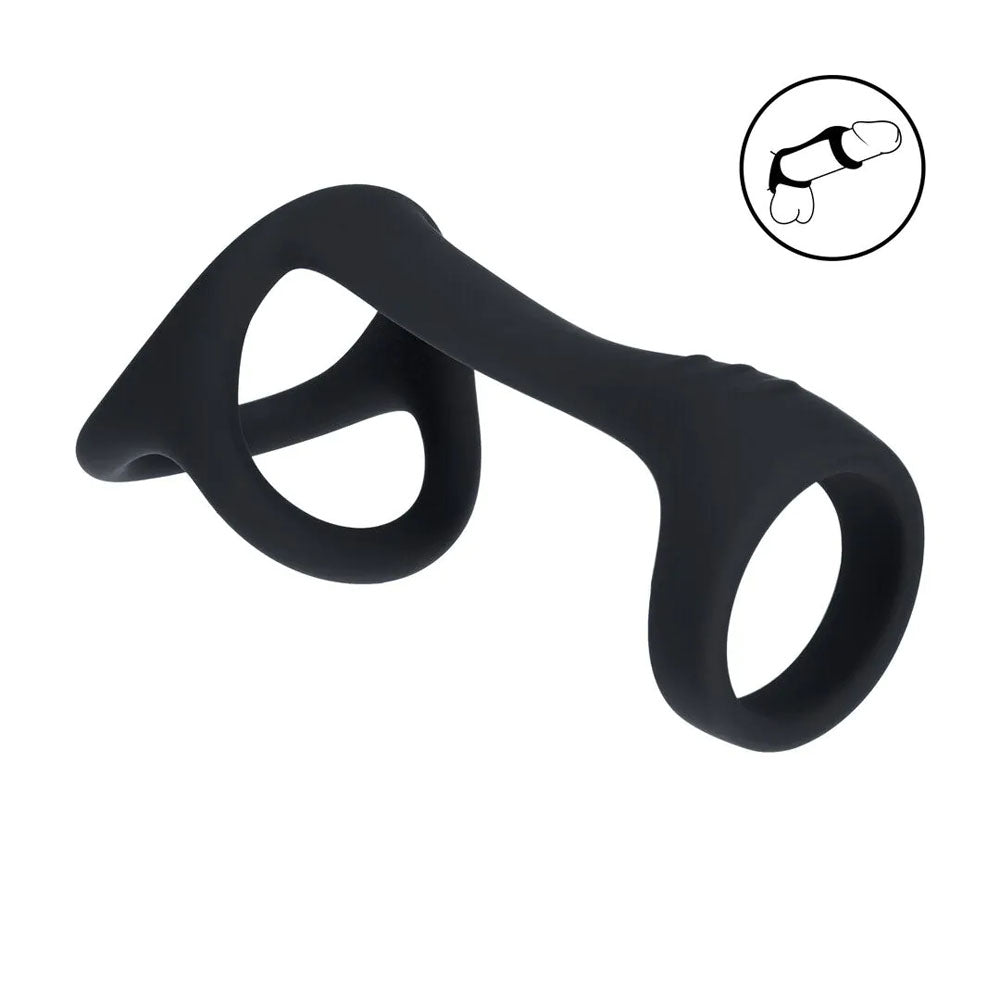 LEVELZ Tri O Silicone Shaft Cock & Ball Ring - Black Cock & Balls Ring-LVL01-0042BLK