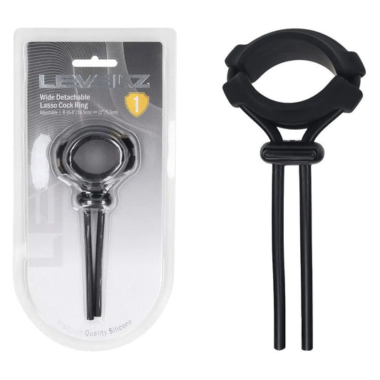 LEVELZ Wide Detachable Lasso Cock Ring - Black - Black Adjustable Cock Ring-LVL01-0054BLK