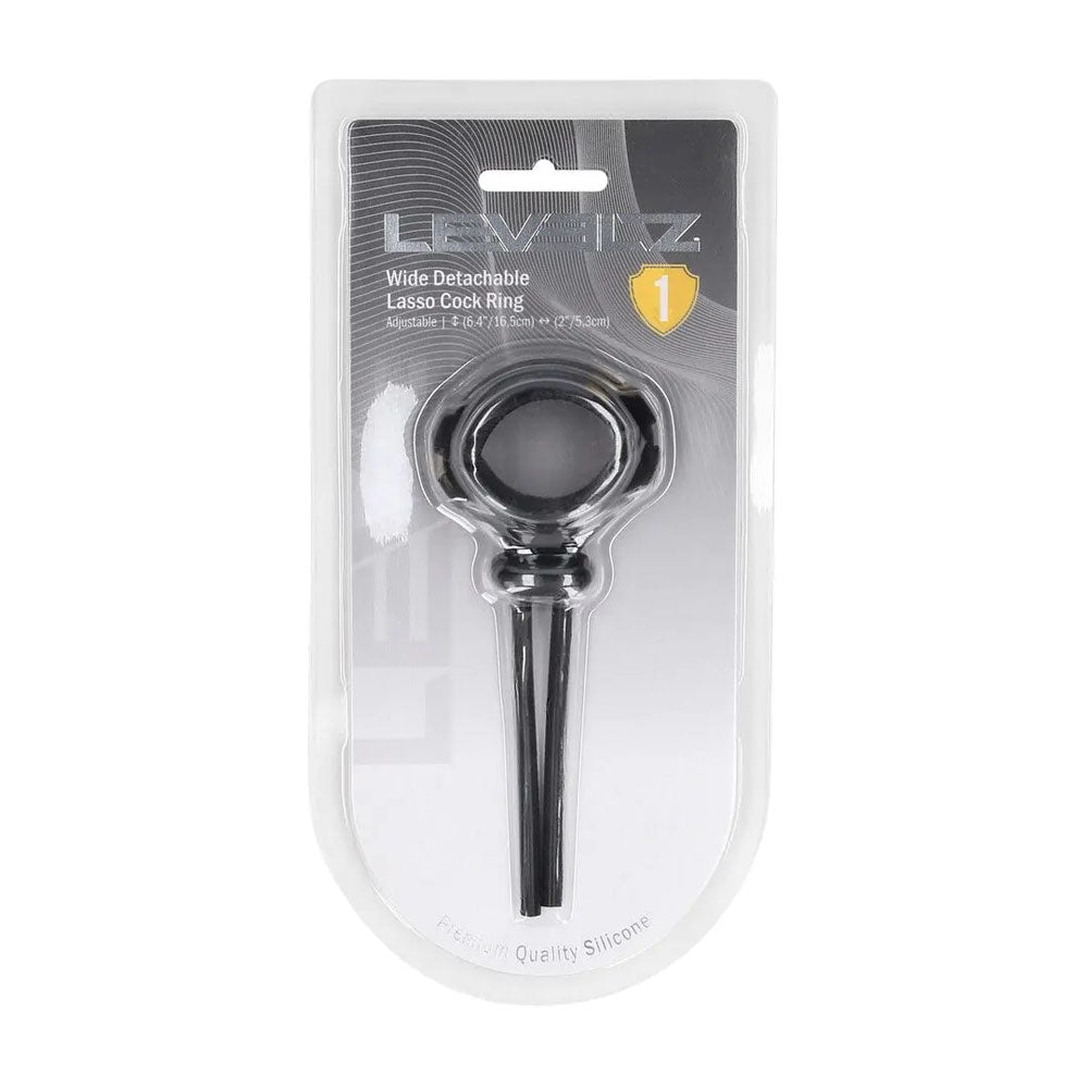 LEVELZ Wide Detachable Lasso Cock Ring - Black - Black Adjustable Cock Ring-LVL01-0054BLK