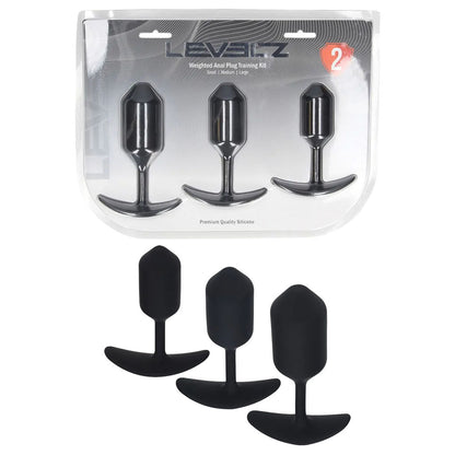 LEVELZ Silicone Weighted Anal Plug Training Set - Black Weighted Butt Plugs - Set of 3 Sizes-LVL02-0005BLK