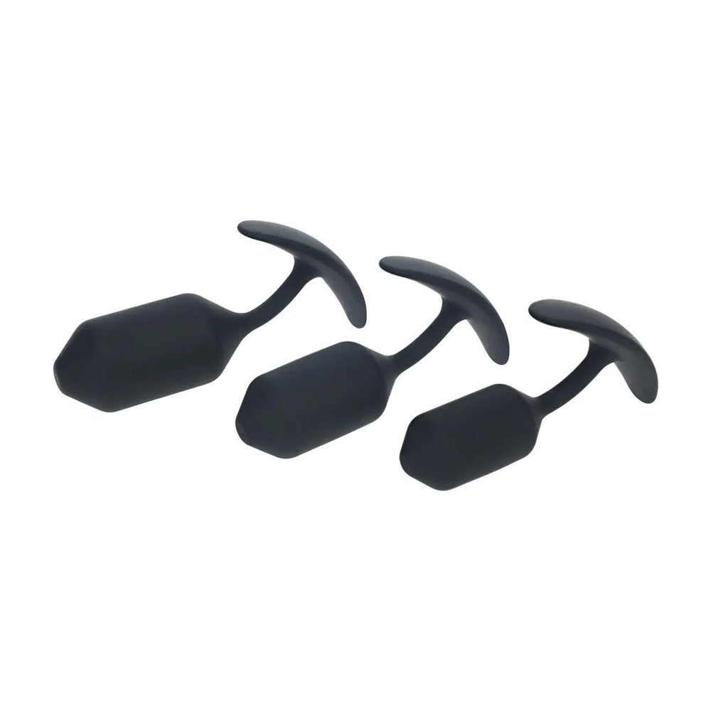 LEVELZ Silicone Weighted Anal Plug Training Set - Black Weighted Butt Plugs - Set of 3 Sizes-LVL02-0005BLK