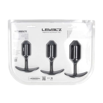 LEVELZ Silicone Weighted Anal Plug Training Set - Black Weighted Butt Plugs - Set of 3 Sizes-LVL02-0005BLK