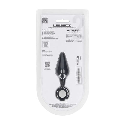 LEVELZ Silicone Anal Plug with Loop - Small - Black - Black Small Butt Plug-LVL02-0006BLK