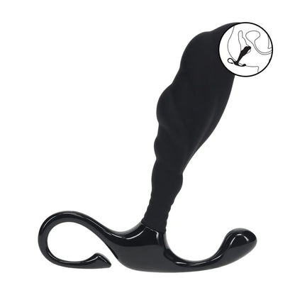 LEVELZ Rippled with Hard Loop Prostate Massager - Medium - Black Medium Prostate Massager-LVL02-0025BLK