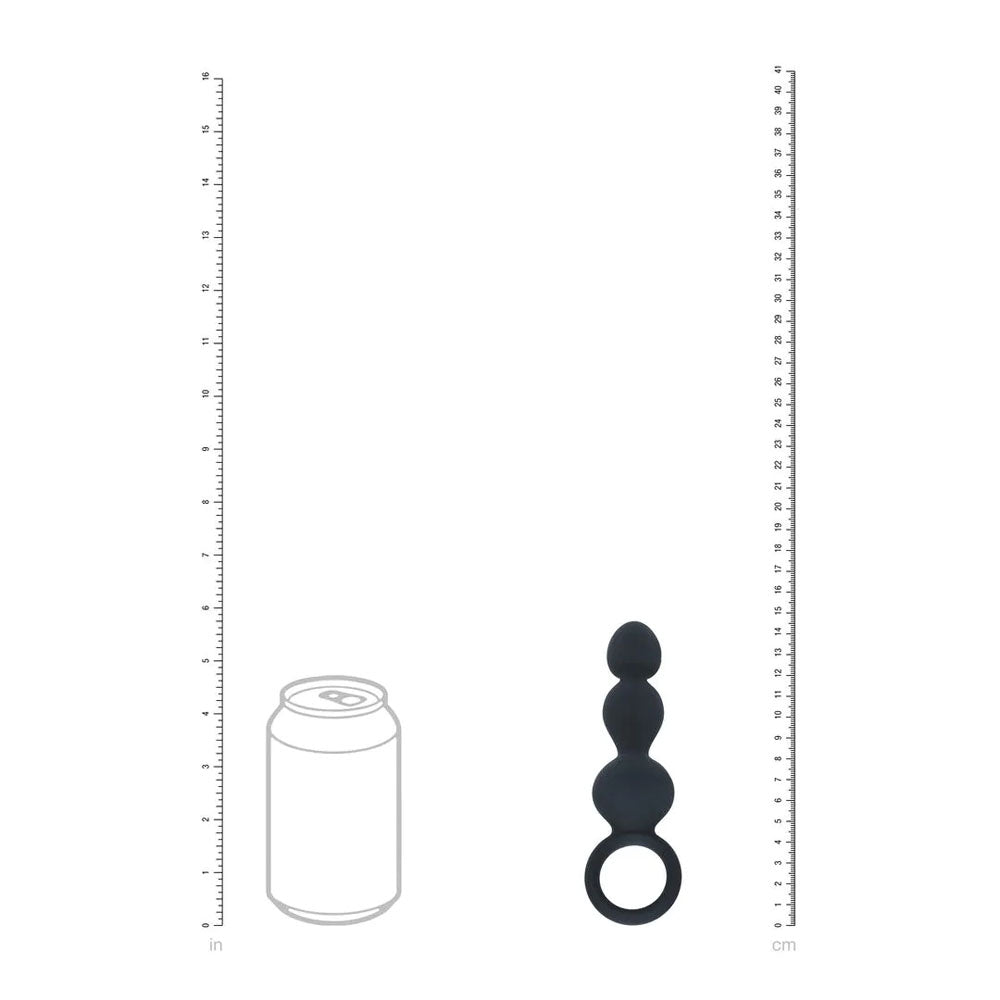 LEVELZ Beaded Silicone Anal Probe with Loop - Black 15.3 cm Beaded Anal Plug-LVL02-0028BLK