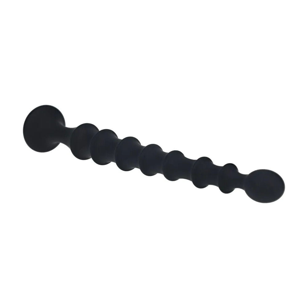 LEVELZ Ribbed Silicone Flared Anal Probe - Black 26.7 cm Anal Beads-LVL02-0030BLK