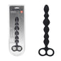 LEVELZ Beaded Silicone Anal Probe with Double Loop - Black 24.5 cm Anal Beads-LVL02-0031BLK