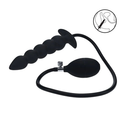 LEVELZ Beaded Inflatable Anal Plug - Black Inflatable Butt Plug-LVL04-0002BLK