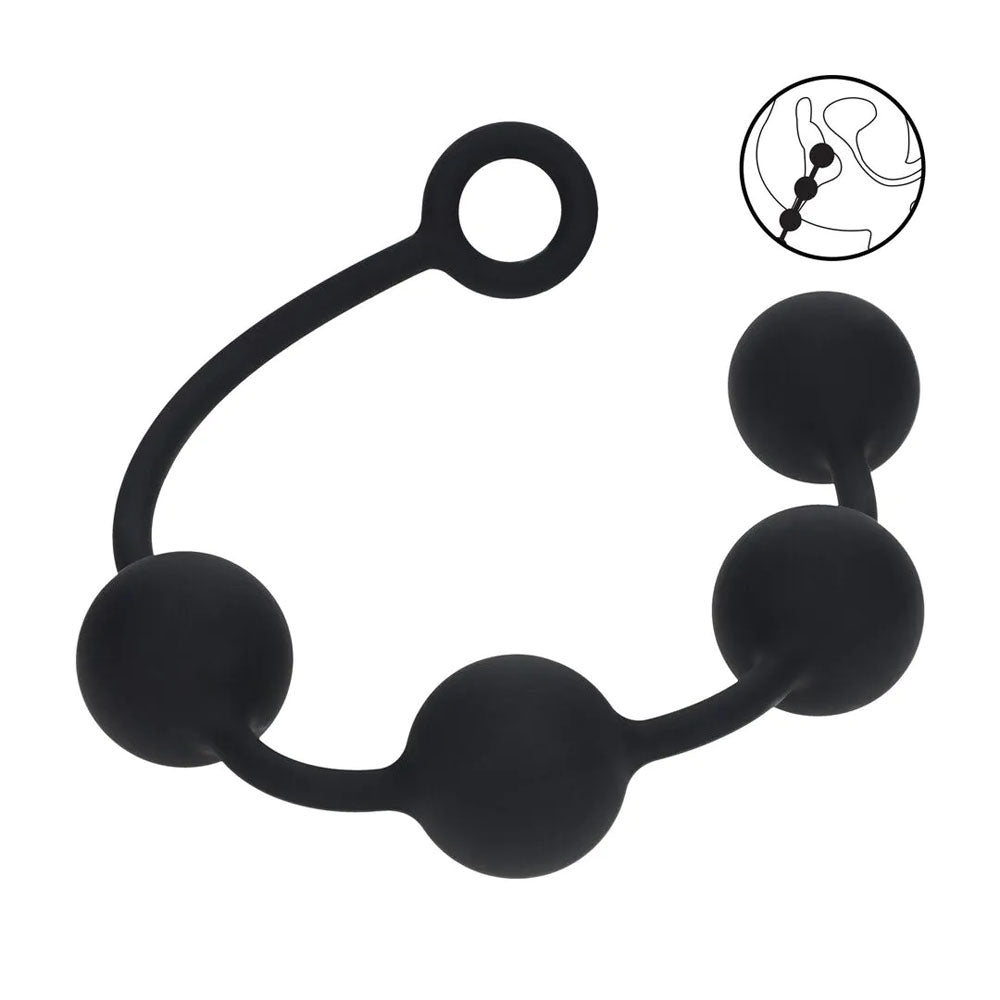 LEVELZ Round Anal Balls - XL - 50mm - Black 46.5 cm XL Anal Beads-LVL04-0004BLK