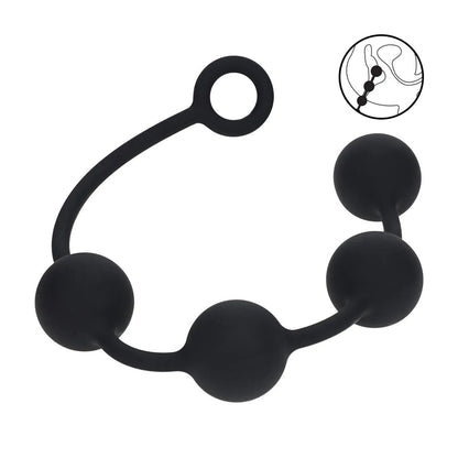LEVELZ Round Anal Balls - XL - 50mm - Black 46.5 cm XL Anal Beads-LVL04-0004BLK