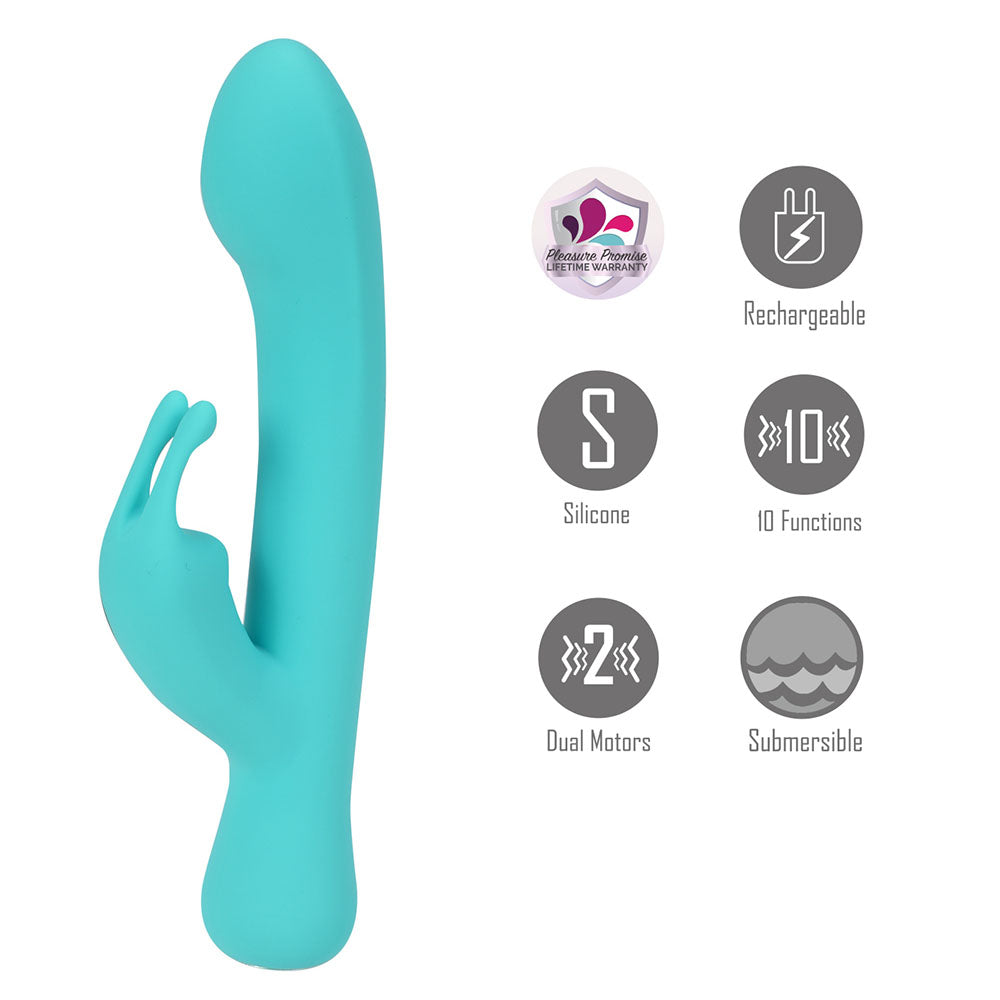 Maia ZARA - Teal - Teal 17.1 cm USB Rechargeable Rabbit Vibrator-MA24-18-TEAL