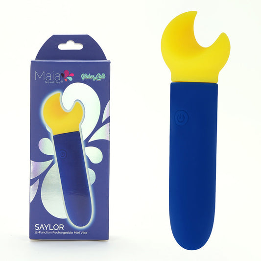 Maia SAYLOR - Blue/Yellow 11.1 cm USB Rechargeable Bullet - MA25-20