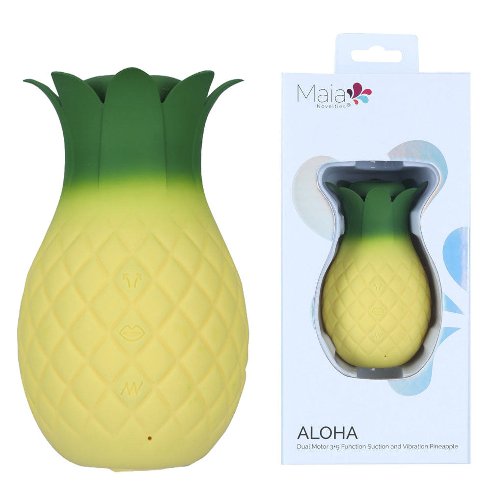 Maia ALOHA - Yellow/Green USB Rechargeable Vibrating & Sucking Stimulator - MA26-02