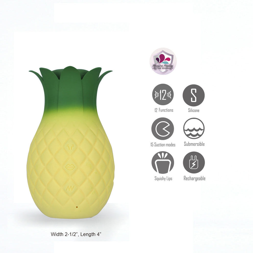Maia ALOHA - Yellow/Green USB Rechargeable Vibrating & Sucking Stimulator - MA26-02