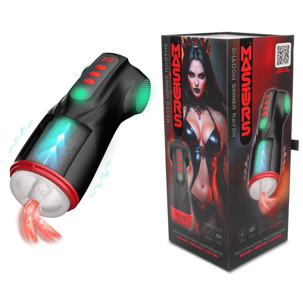 MASTURS Raven - USB Rechargeable Vibrating and Sucking Auto Stroker with Augmented Reality-MAS002BLK