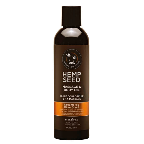 Hemp Seed Massage & Body Oil - Dreamsicle (Tangerine & Plum) Scented - 237 ml Bottle-MAS002