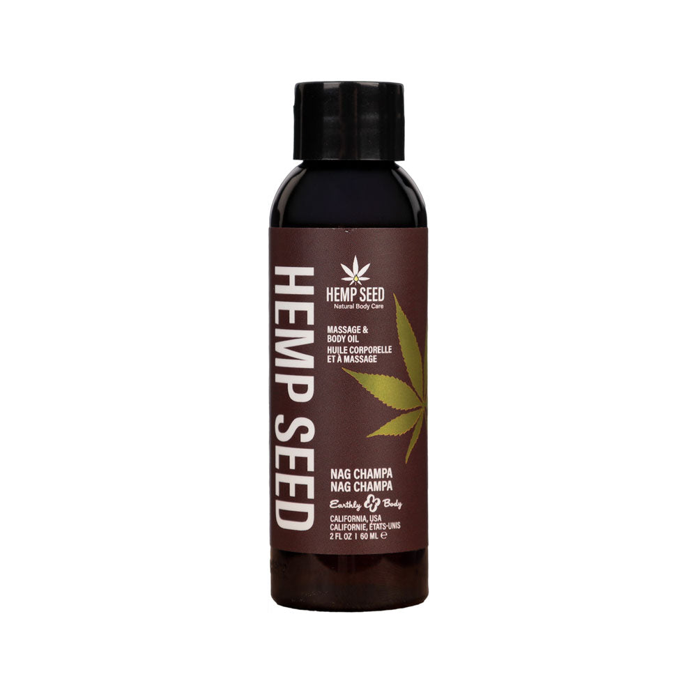 Hemp Seed Massage & Body Oil - Nag Champa (East Indian Incense) Scented - 59 ml Bottle-MAS220