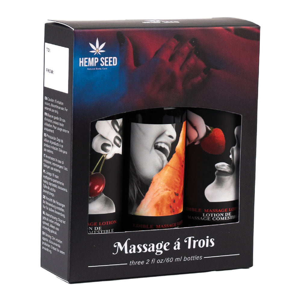 Hemp Seed Edible Massage A Trois - Edible Massage Lotion Kit - 3 Bottle Set-MLEMT003